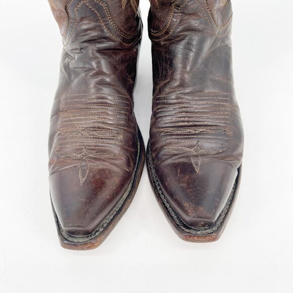 Lucchese N4554 Women’s 6.5 Brown Savannah Stitch Snip Toe Western Cowgirl Boots - Picture 6 of 11